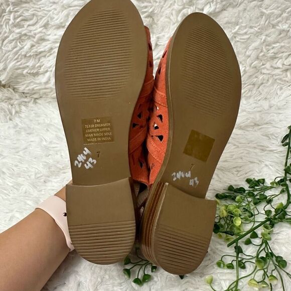 Diba DREAMER Orange Suede Cut Out Open Toe Women's Sandals size 7 M - Picture 6 of 7
